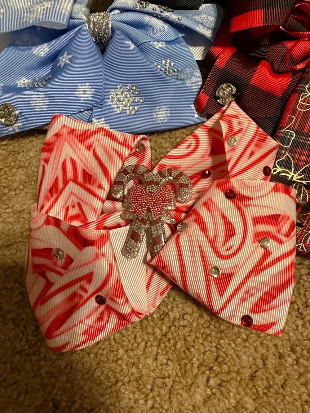 Set of 7 Holiday Patterned JoJo Hair Bows-Assorted Colors